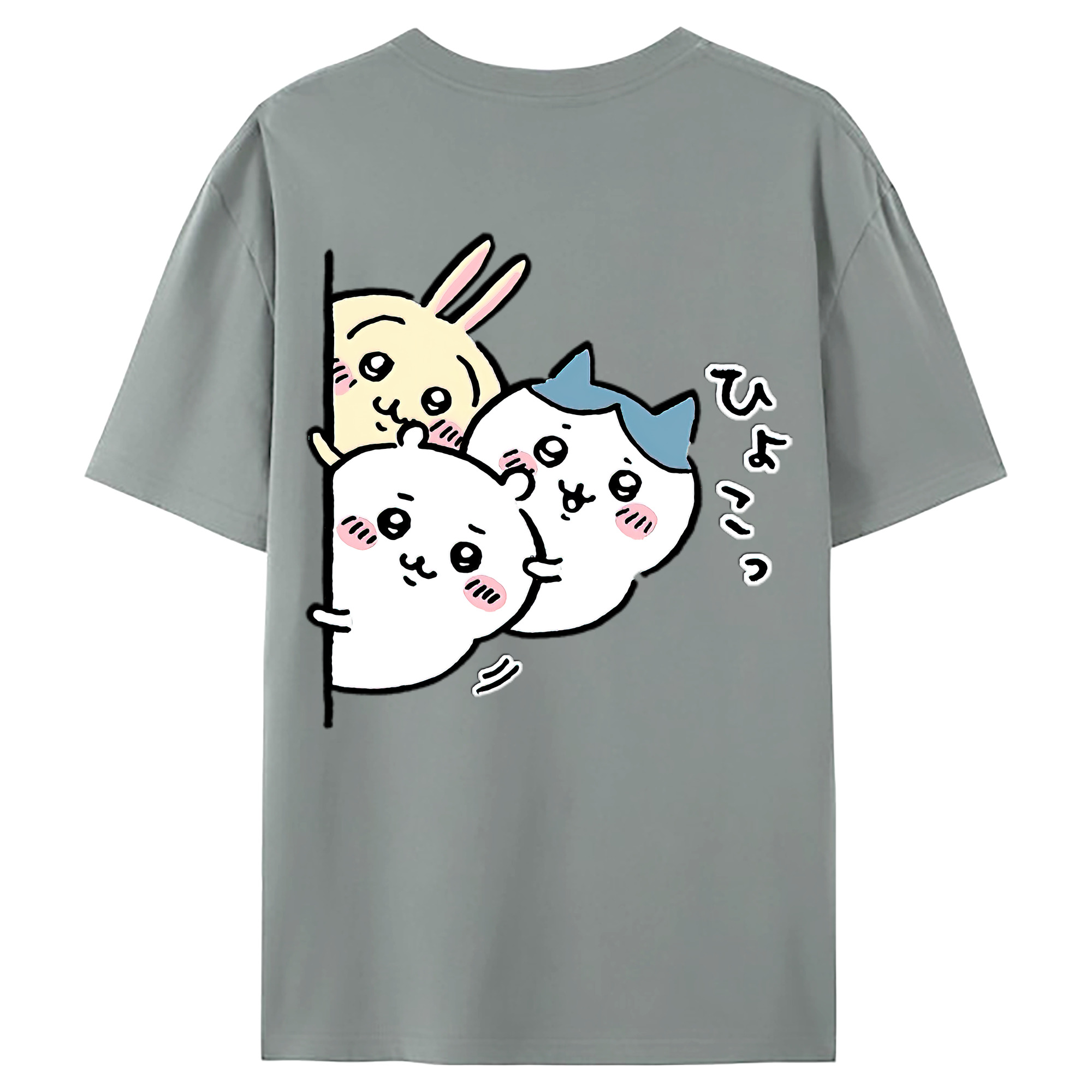 （画像用） ちいかわ うさぎ Chii-kawa usagi 綿100％ メンズ半袖Tシャツ（バックプリント） 通気性